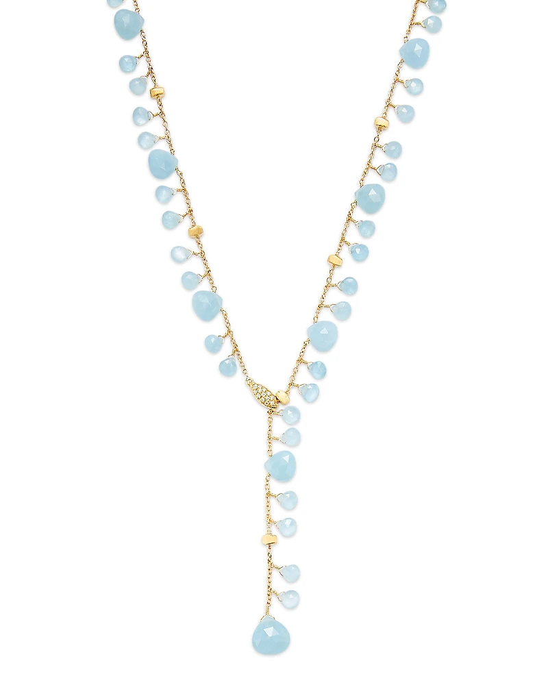 Marco Bicego 18K Yellow Gold Paradise Aquamarine & Diamond Dangle Lariat Necklace, 17.25 - Exclusive