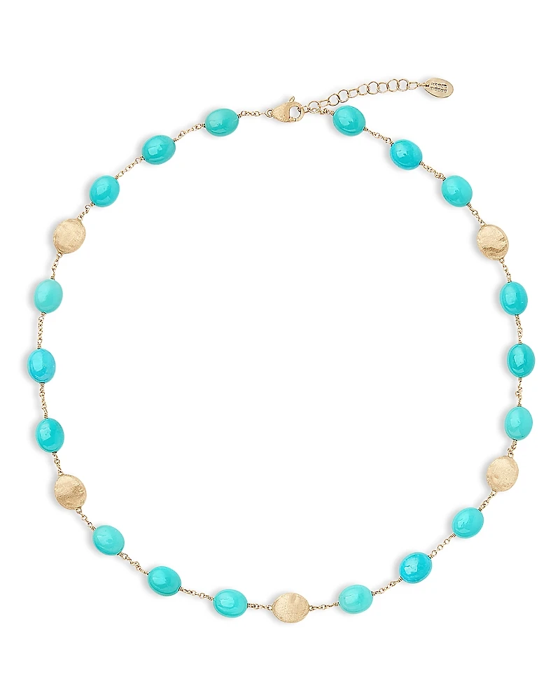 Marco Bicego 18K Yellow Gold Siviglia Turquoise Link Collar Necklace, 16.5-18