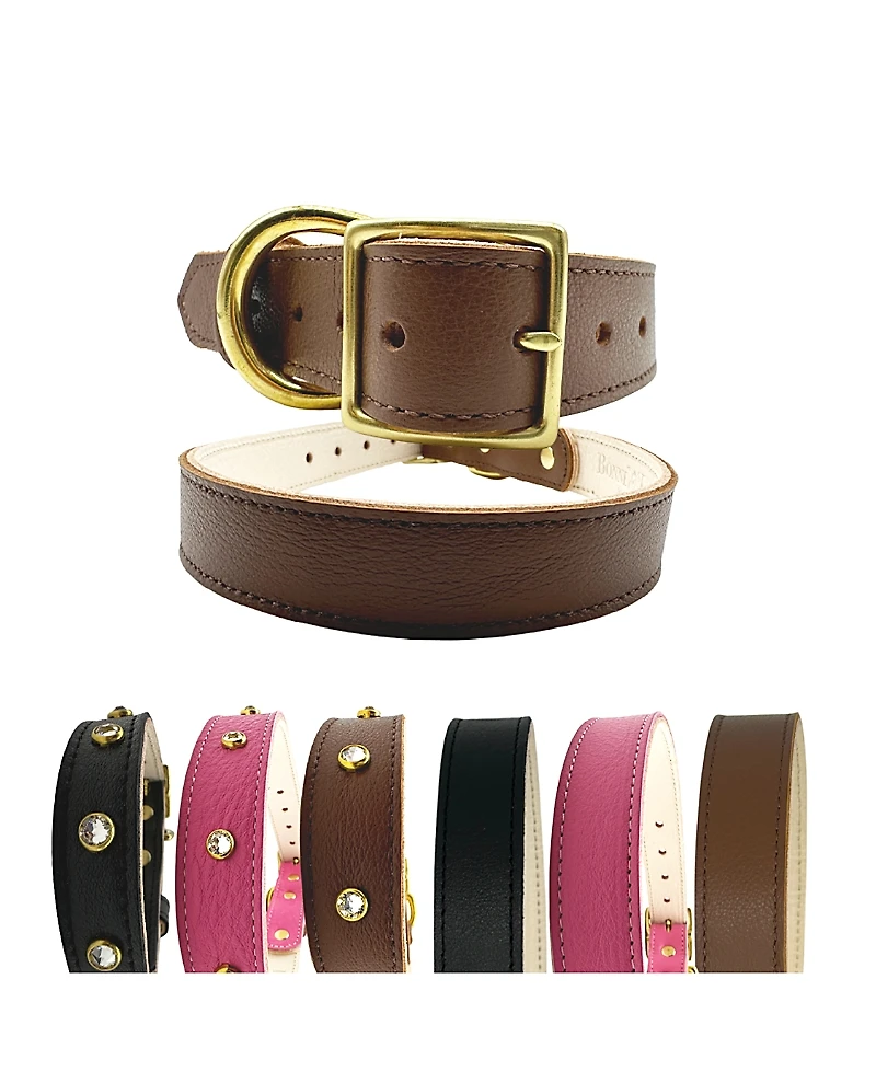 Bonne et Filou Plain Leather Dog Collar