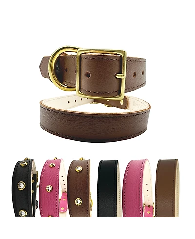 Bonne et Filou Plain Leather Dog Collar