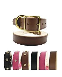 Bonne et Filou Plain Leather Dog Collar