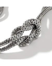 Sterling Silver Classic Chain Love Knot Double Strand Collar Necklace, 16"