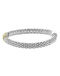 18K Yellow Gold & Sterling Silver Embrace Diamond Pavé X Caviar Bead Bracelet