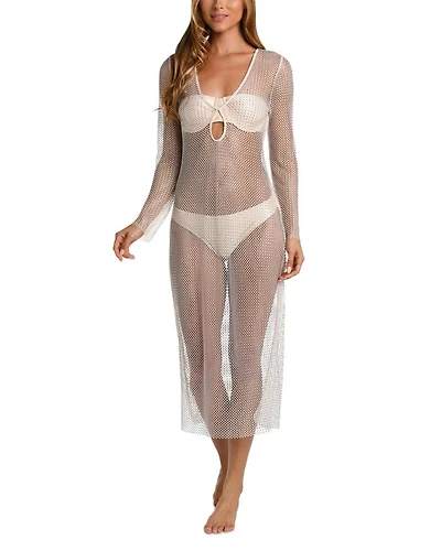 Sara Crochet Studded Swim Cover Up Maxi Dress