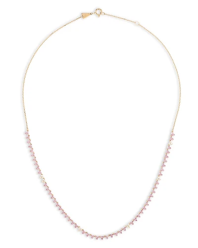 Adina Reyter 14K Yellow Gold Pink Sapphire & Diamond Riviera Necklace, 14-16