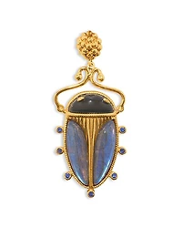 Scarab Labradorite & Agate Pendant in 18K Gold Plated