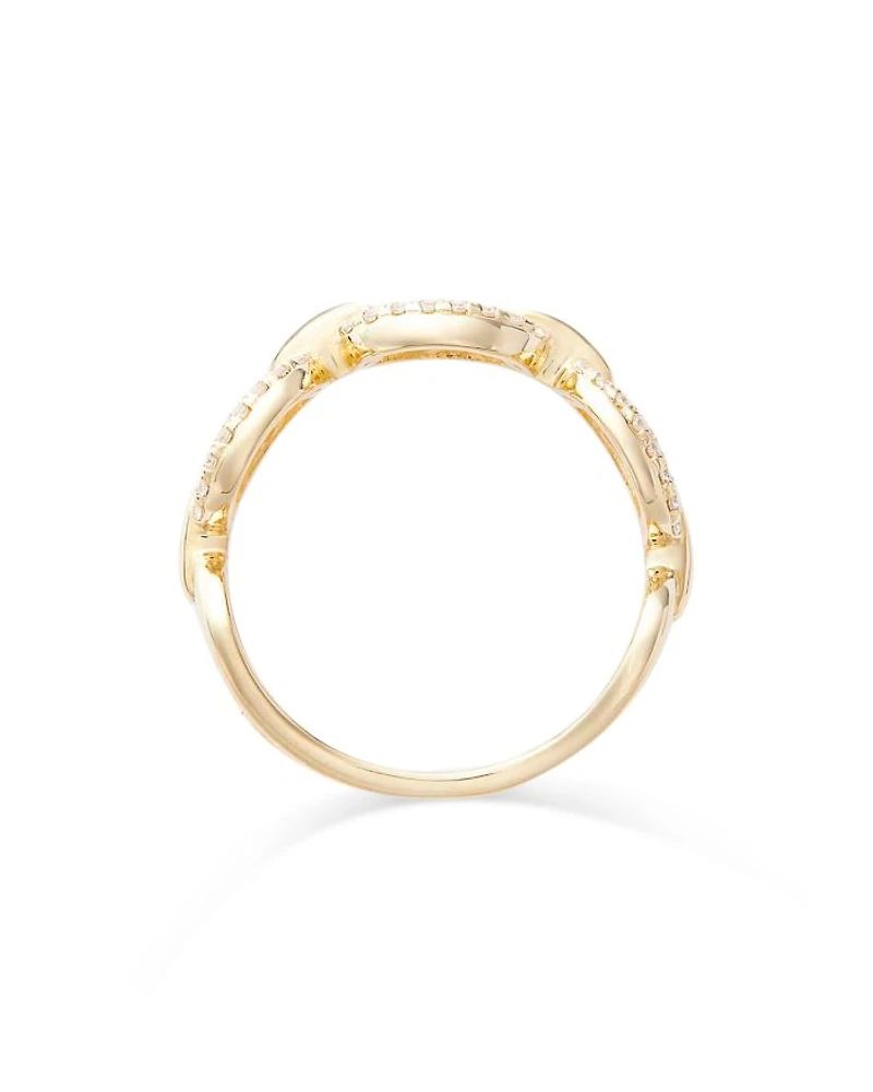 Diamond Pavé Mariner Link Ring 14K Yellow Gold, 0.30 tcw