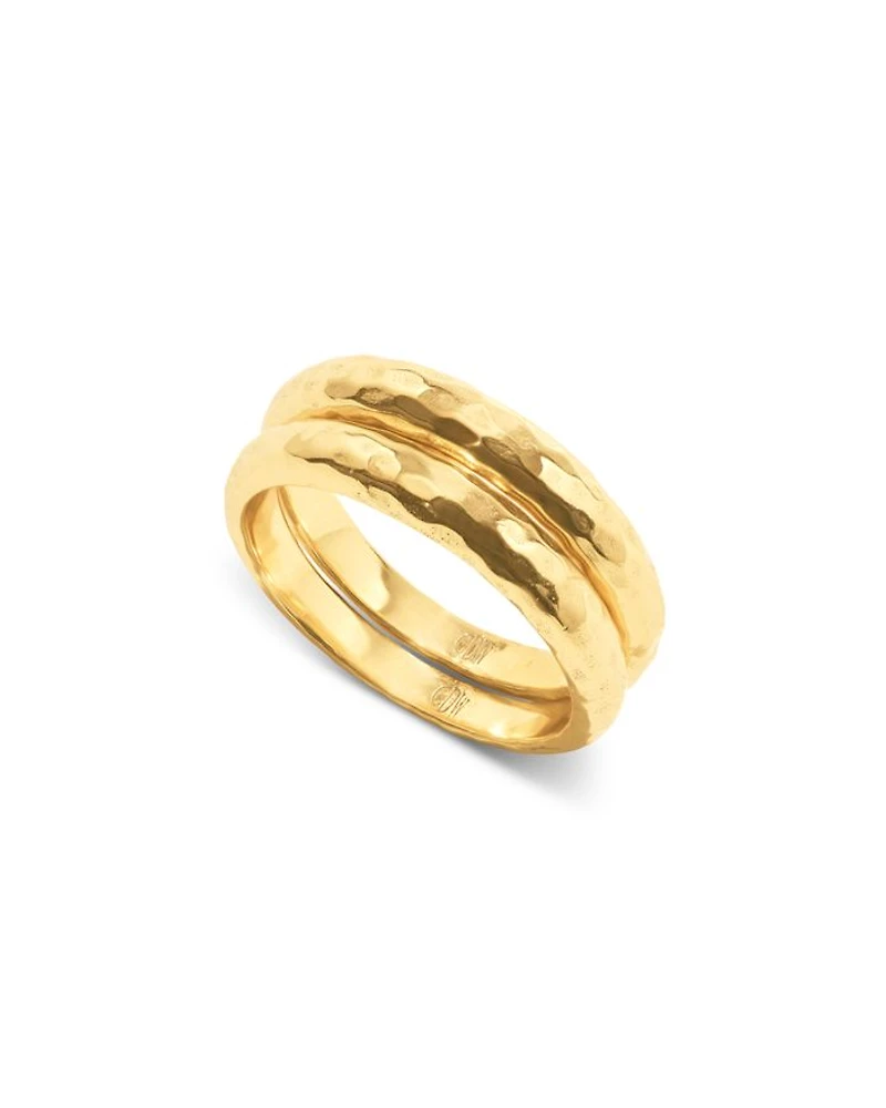 Cleopatra Slice Stacking Rings 18K Gold Plated, Set of 2
