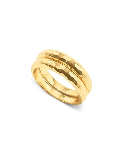 Cleopatra Slice Stacking Rings 18K Gold Plated, Set of 2