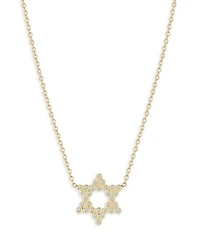 14K Yellow Gold Diamond Bezel Star of David Pendant Necklace, 14-16"