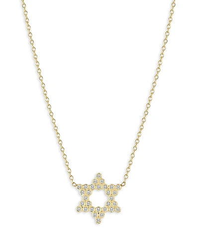 Zoe Chicco 14K Yellow Gold Diamond Bezel Star of David Pendant Necklace, 14-16