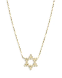 Zoe Chicco 14K Yellow Gold Diamond Bezel Star of David Pendant Necklace, 14-16