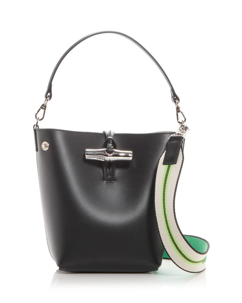 Roseau XS Leather Crossbody Bucket Bag