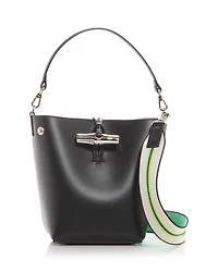 Roseau XS Leather Crossbody Bucket Bag