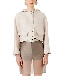 Metallic Tweed Hooded Jacket