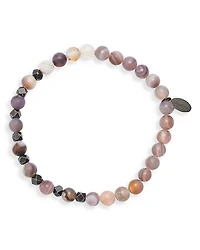 Jan Leslie Matte Boswana Agate & Burnished Silver Beaded Bracelet