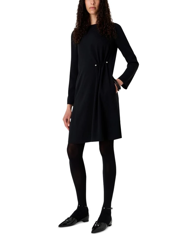 Hardware Embellished Long Sleeve Tunic Dress