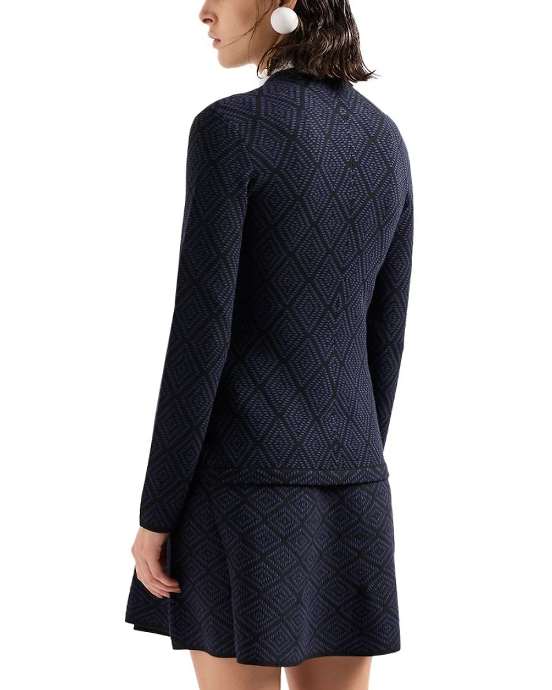 Diamond Jacquard Knit Jacket