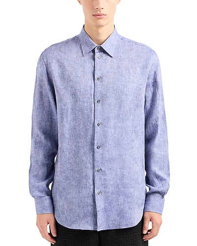 Emporio Armani Regular Fit Linen Chambray Sport Shirt