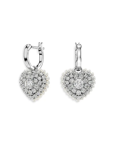 Swarovski Idyllia Huggie Heart Drop Earrings