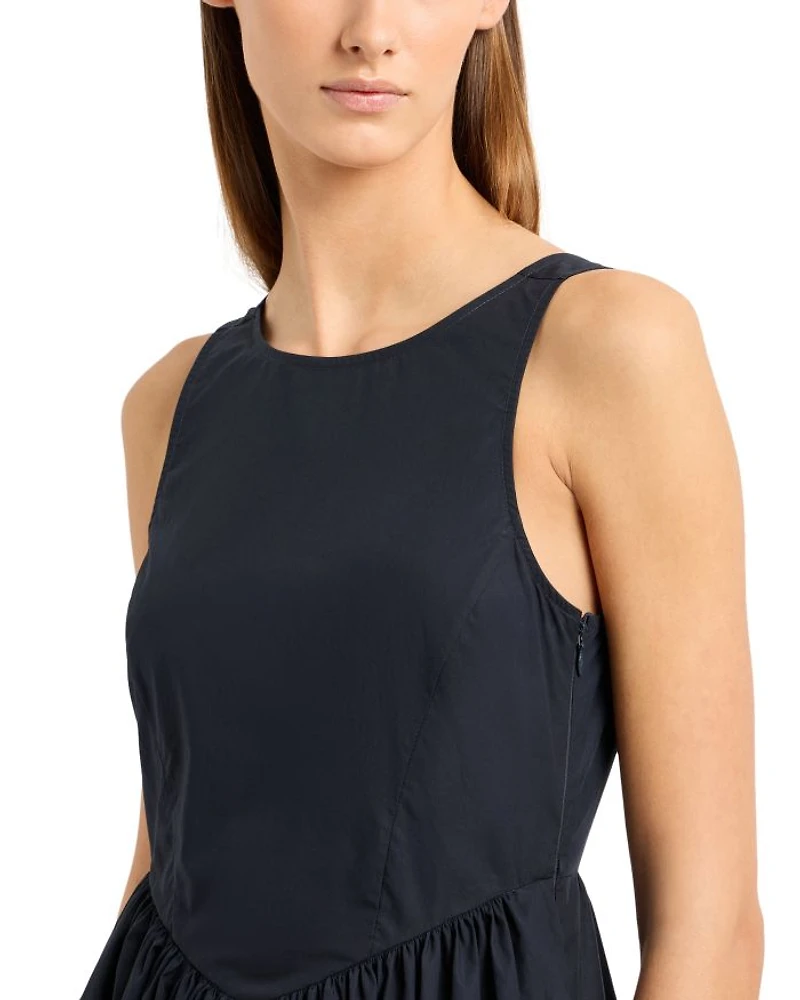 Sleeveless Gathered Cotton Maxi Dress