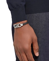Men's Double Gancini Leather Bracelet