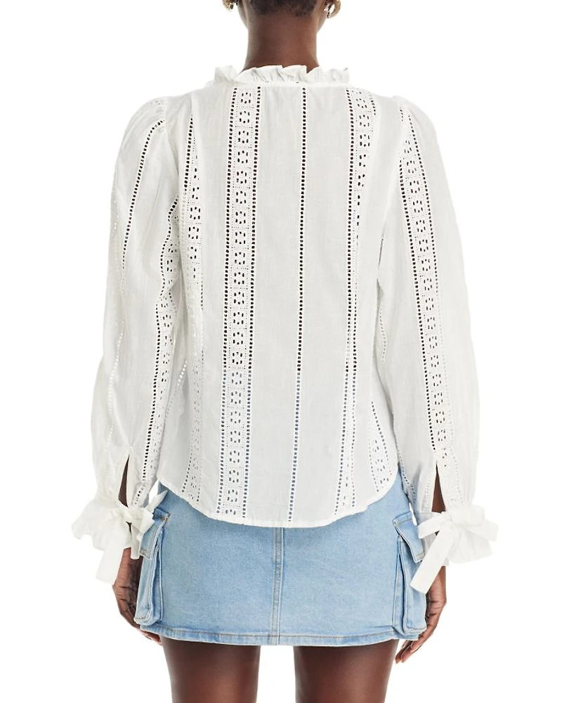 Cotton Lace Inset Blouse - Exclusive