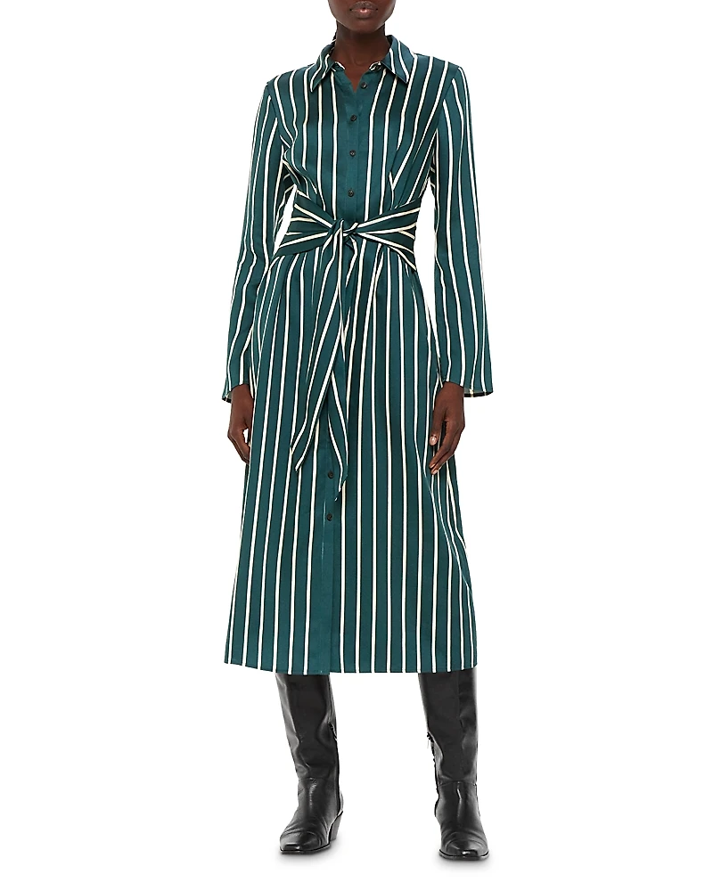 Whistles Striped Midi Shirt Dress
