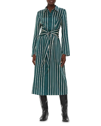 Whistles Striped Midi Shirt Dress