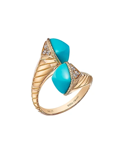 Bloomingdale's Fine Collection Turquoise & Diamond Bypass Ring