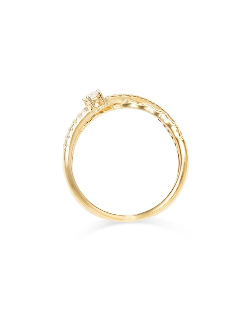 Diamond Crossover Ring in 14K Yellow Gold