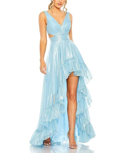 Cut Out High Low Ruffle Gown