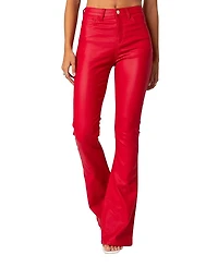 Edikted Luna Faux Leather Flare Jeans