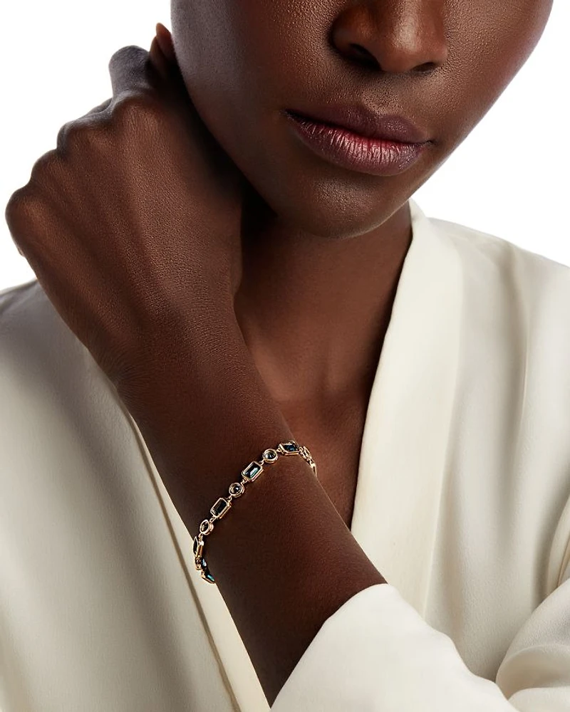 Blue Topaz Link Bracelet in 14K Yellow Gold