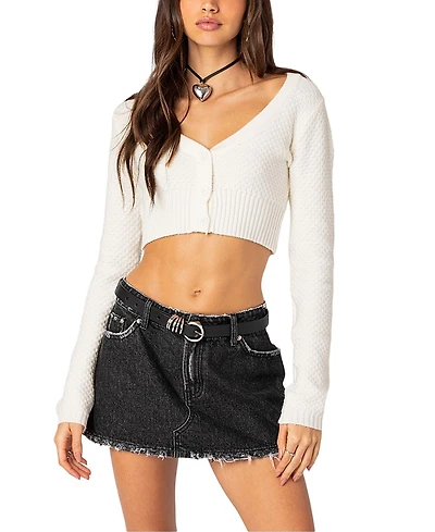 Edikted V Neck Cropped Cardigan