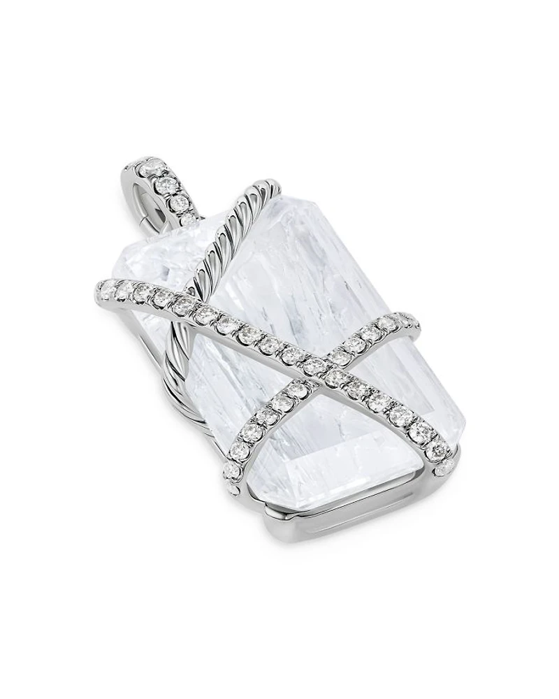 Cable Wrap Amulet in Sterling Silver with Crystal & Diamonds, 0.92 tcw