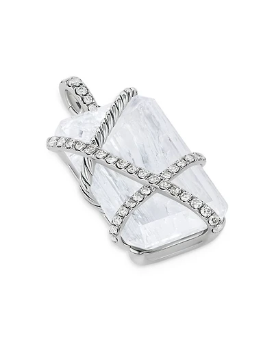 Cable Wrap Amulet in Sterling Silver with Crystal & Diamonds, 0.92 tcw
