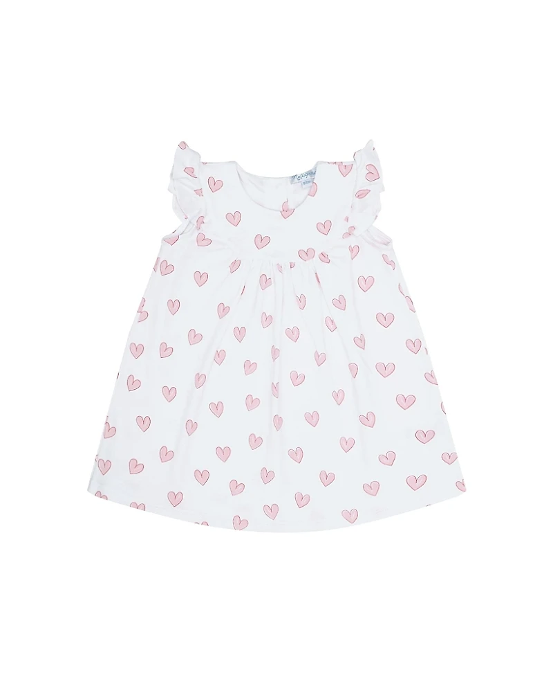 Nellapima Girls' Pink Heart Print Scoop Neck Dress - Baby, Little Kid