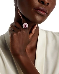 Ruby & Diamond Multi Halo Ring in 14K White Gold