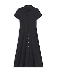 Linen Blend Short Sleeve Midi Dress