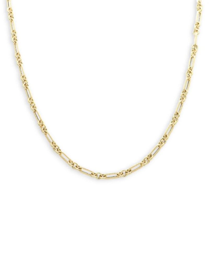14K Yellow Gold Rolling Rolo Link Chain Necklace, 18"