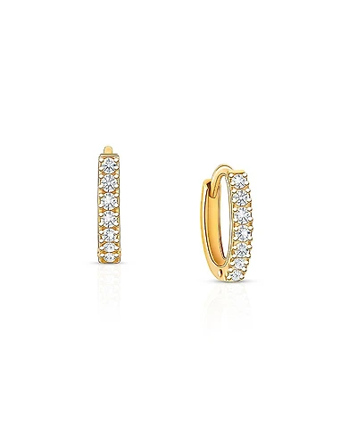 Tiny Blessings Girls' 14K Gold 9mm Timeless Pave Huggie Hoop Earrings - Baby, Little Kid, Big Kid