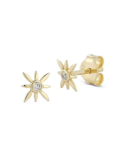14K Yellow Gold Diamond Star Stud Earrings