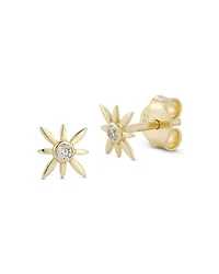 14K Yellow Gold Diamond Star Stud Earrings