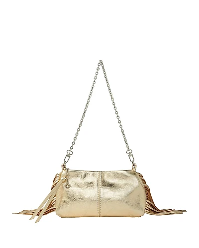Maje Miss M Metallic Leather Fringed Clutch