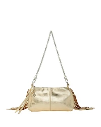 Maje Miss M Metallic Leather Fringed Clutch