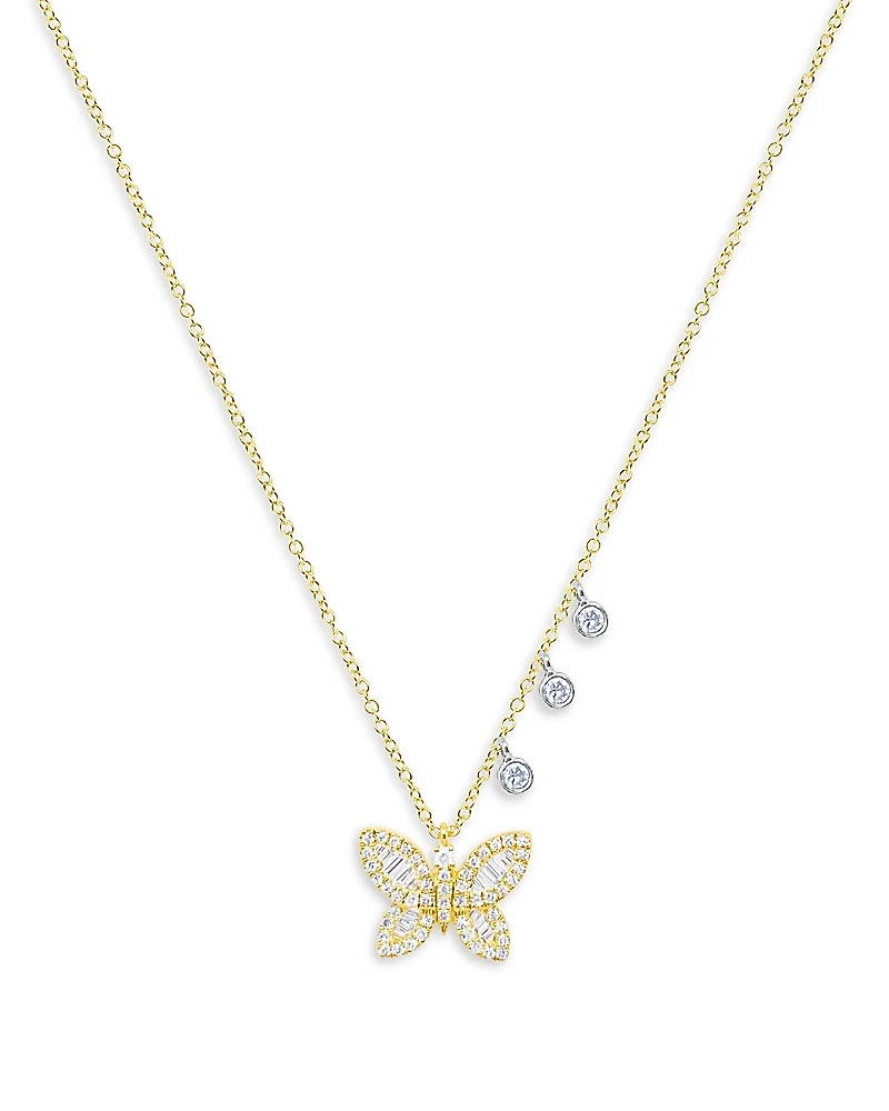 Meira T 14K Yellow Gold Diamond Butterfly Necklace, 18