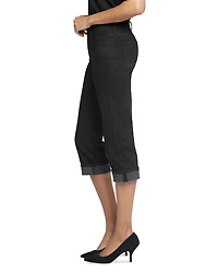 Marilyn High Rise Cuffed Cropped Straight Jeans Black