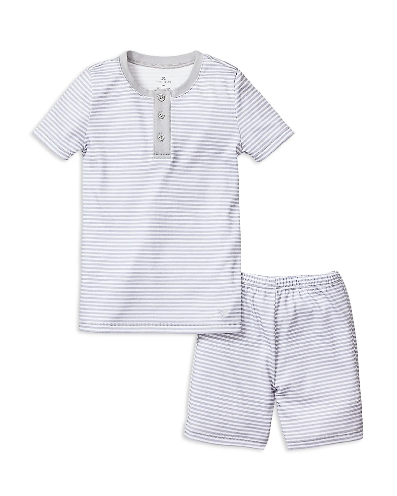 Petite Plume Unisex Pima Cotton Striped Short Set - Little Kid, Big Kid