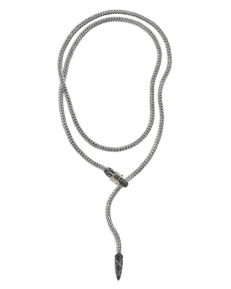 Sterling Silver & 14K Gold Naga Mixed Stone Lariat Necklace, 36"